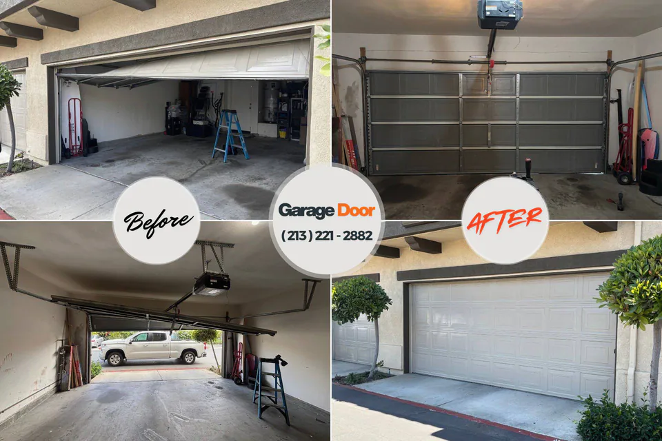 Before and after: garage door repair Bethlehem Village, CT